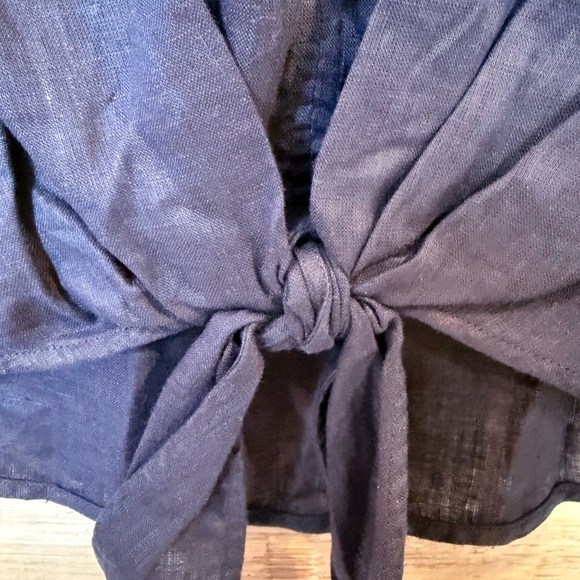 NWT Charter Club Luxury 100% Linen Tie-Front Top Intrepid Blue Small - Picture 4 of 12